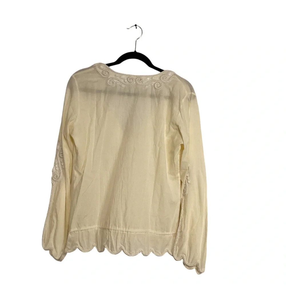 Monique Leshman Blouse Size M Romantic Boho Beads & Sequins Glam Prairie Fairy - Picture 4 of 11